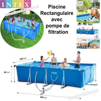Piscine Rectangulaire 450x220x84 cm avec pompe de filtration – Intex